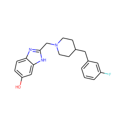 Oc1ccc2nc(CN3CCC(Cc4cccc(F)c4)CC3)[nH]c2c1 ZINC000013560455