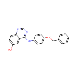 Oc1ccc2ncnc(Nc3ccc(OCc4ccccc4)cc3)c2c1 ZINC000013588396