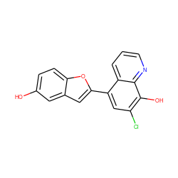 Oc1ccc2oc(-c3cc(Cl)c(O)c4ncccc34)cc2c1 ZINC000653778056