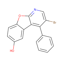 Oc1ccc2oc3ncc(Br)c(-c4ccccc4)c3c2c1 ZINC000014945868