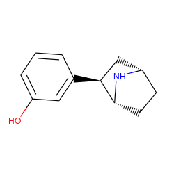 Oc1cccc([C@H]2C[C@@H]3CC[C@H]2N3)c1 ZINC000146200200