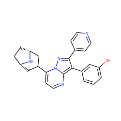 Oc1cccc(-c2c(-c3ccncc3)nn3c(C4C[C@@H]5CC[C@H](C4)N5)ccnc23)c1 ZINC000045316995