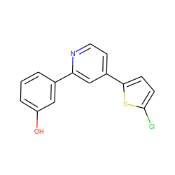 Oc1cccc(-c2cc(-c3ccc(Cl)s3)ccn2)c1 ZINC000049784310