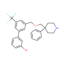 Oc1cccc(-c2cc(COCC3(c4ccccc4)CCNCC3)cc(C(F)(F)F)c2)c1 ZINC000144409182