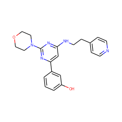 Oc1cccc(-c2cc(NCCc3ccncc3)nc(N3CCOCC3)n2)c1 ZINC000066252526