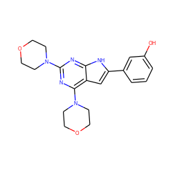 Oc1cccc(-c2cc3c(N4CCOCC4)nc(N4CCOCC4)nc3[nH]2)c1 ZINC000143969838