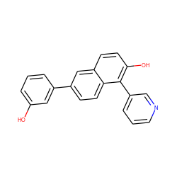 Oc1cccc(-c2ccc3c(-c4cccnc4)c(O)ccc3c2)c1 ZINC000066103270