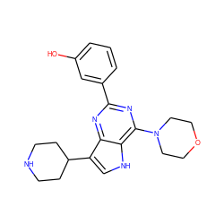 Oc1cccc(-c2nc(N3CCOCC3)c3[nH]cc(C4CCNCC4)c3n2)c1 ZINC000049124709