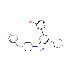 Oc1cccc(-c2nc(N3CCOCC3)c3cnn(C4CCN(Cc5cccnc5)CC4)c3n2)c1 ZINC000043009918