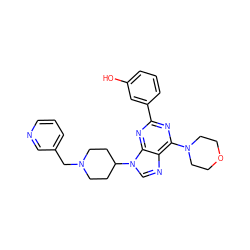 Oc1cccc(-c2nc(N3CCOCC3)c3ncn(C4CCN(Cc5cccnc5)CC4)c3n2)c1 ZINC000045352729