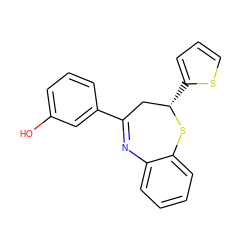 Oc1cccc(C2=Nc3ccccc3S[C@@H](c3cccs3)C2)c1 ZINC000040975262