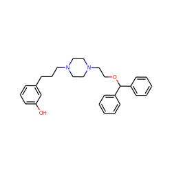 Oc1cccc(CCCN2CCN(CCOC(c3ccccc3)c3ccccc3)CC2)c1 ZINC000022939417