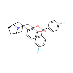 Oc1cccc(CN2[C@H]3CC[C@H]2CC(CCOC(c2ccc(F)cc2)c2ccc(F)cc2)C3)c1 ZINC000100937751