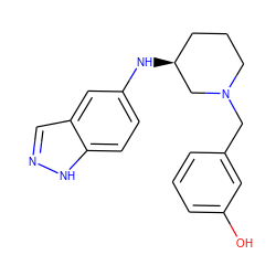 Oc1cccc(CN2CCC[C@H](Nc3ccc4[nH]ncc4c3)C2)c1 ZINC000114338034