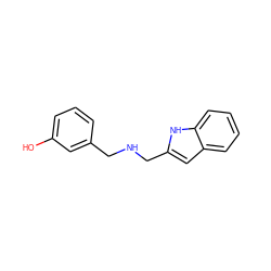 Oc1cccc(CNCc2cc3ccccc3[nH]2)c1 ZINC000069950279