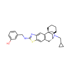 Oc1cccc(CNc2nc3cc4c(cc3s2)C[C@@H]2[C@@H]3CCCC[C@]43CCN2CC2CC2)c1 ZINC000071329892