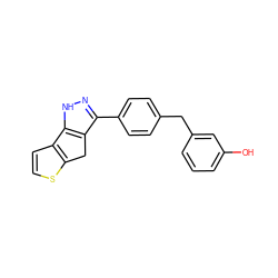 Oc1cccc(Cc2ccc(-c3n[nH]c4c3Cc3sccc3-4)cc2)c1 ZINC000261182840