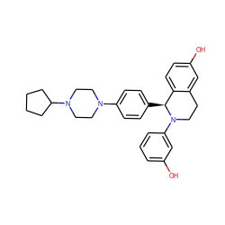 Oc1cccc(N2CCc3cc(O)ccc3[C@@H]2c2ccc(N3CCN(C4CCCC4)CC3)cc2)c1 ZINC000013607755