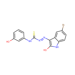 Oc1cccc(NC(=S)N=Nc2c(O)[nH]c3ccc(Br)cc23)c1 ZINC000299813178