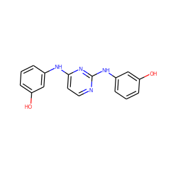 Oc1cccc(Nc2ccnc(Nc3cccc(O)c3)n2)c1 ZINC000034321922