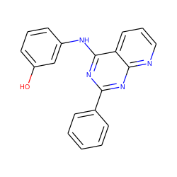 Oc1cccc(Nc2nc(-c3ccccc3)nc3ncccc23)c1 ZINC001772639524