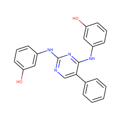 Oc1cccc(Nc2ncc(-c3ccccc3)c(Nc3cccc(O)c3)n2)c1 ZINC000114329713