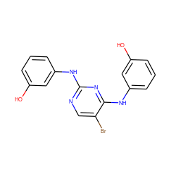 Oc1cccc(Nc2ncc(Br)c(Nc3cccc(O)c3)n2)c1 ZINC000090714867