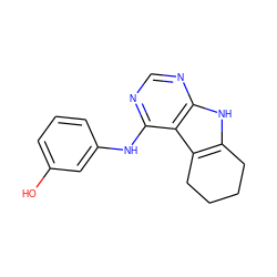 Oc1cccc(Nc2ncnc3[nH]c4c(c23)CCCC4)c1 ZINC000003815341