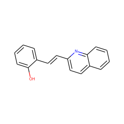 Oc1ccccc1/C=C/c1ccc2ccccc2n1 ZINC000003882963