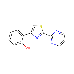 Oc1ccccc1-c1csc(-c2ncccn2)n1 ZINC000219039573