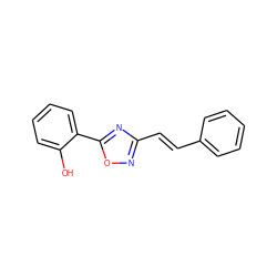 Oc1ccccc1-c1nc(/C=C/c2ccccc2)no1 ZINC000004828610