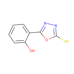 Oc1ccccc1-c1nnc(S)o1 ZINC000004673267