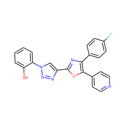 Oc1ccccc1-n1cc(-c2nc(-c3ccc(F)cc3)c(-c3ccncc3)o2)nn1 ZINC000103258546