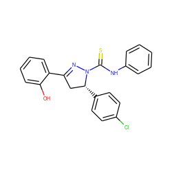 Oc1ccccc1C1=NN(C(=S)Nc2ccccc2)[C@H](c2ccc(Cl)cc2)C1 ZINC000029045649