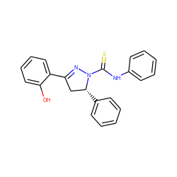 Oc1ccccc1C1=NN(C(=S)Nc2ccccc2)[C@H](c2ccccc2)C1 ZINC000029045811