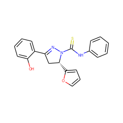 Oc1ccccc1C1=NN(C(=S)Nc2ccccc2)[C@H](c2ccco2)C1 ZINC000029045364