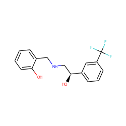 Oc1ccccc1CNC[C@H](O)c1cccc(C(F)(F)F)c1 ZINC000014966718