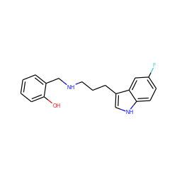 Oc1ccccc1CNCCCc1c[nH]c2ccc(F)cc12 ZINC000800300915