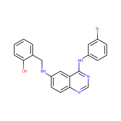 Oc1ccccc1CNc1ccc2ncnc(Nc3cccc(Br)c3)c2c1 ZINC000082155426