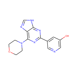 Oc1cncc(-c2nc(N3CCOCC3)c3nc[nH]c3n2)c1 ZINC000043204093