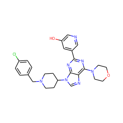 Oc1cncc(-c2nc(N3CCOCC3)c3ncn(C4CCN(Cc5ccc(Cl)cc5)CC4)c3n2)c1 ZINC000043204095