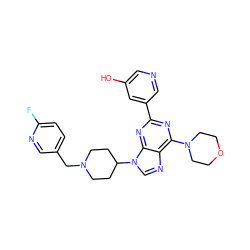 Oc1cncc(-c2nc(N3CCOCC3)c3ncn(C4CCN(Cc5ccc(F)nc5)CC4)c3n2)c1 ZINC000045352018