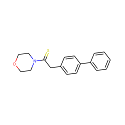 S=C(Cc1ccc(-c2ccccc2)cc1)N1CCOCC1 ZINC000000339129