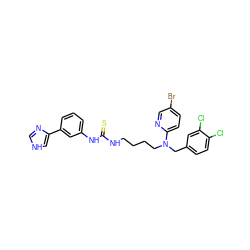 S=C(NCCCCN(Cc1ccc(Cl)c(Cl)c1)c1ccc(Br)cn1)Nc1cccc(-c2c[nH]cn2)c1 ZINC000027527016