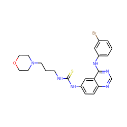 S=C(NCCCN1CCOCC1)Nc1ccc2ncnc(Nc3cccc(Br)c3)c2c1 ZINC000653882148