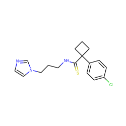 S=C(NCCCn1ccnc1)C1(c2ccc(Cl)cc2)CCC1 ZINC000013679646