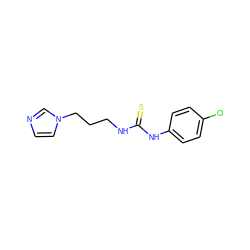 S=C(NCCCn1ccnc1)Nc1ccc(Cl)cc1 ZINC000004679058