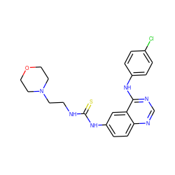 S=C(NCCN1CCOCC1)Nc1ccc2ncnc(Nc3ccc(Cl)cc3)c2c1 ZINC000653882176