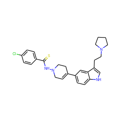 S=C(NN1CC=C(c2ccc3[nH]cc(CCN4CCCC4)c3c2)CC1)c1ccc(Cl)cc1 ZINC000027851464