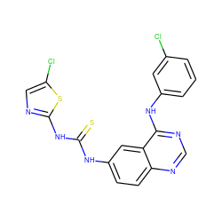 S=C(Nc1ccc2ncnc(Nc3cccc(Cl)c3)c2c1)Nc1ncc(Cl)s1 ZINC001772594256